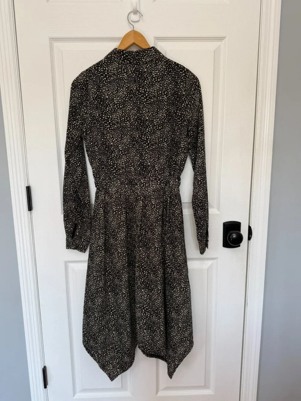 Udel New York Black Cream Patterned Handkerchief Hem Shirt Dress Size XS